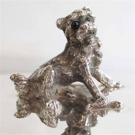 James W. Tufts Hunting Dog With Glass Eyes Silver Plated Cigar 